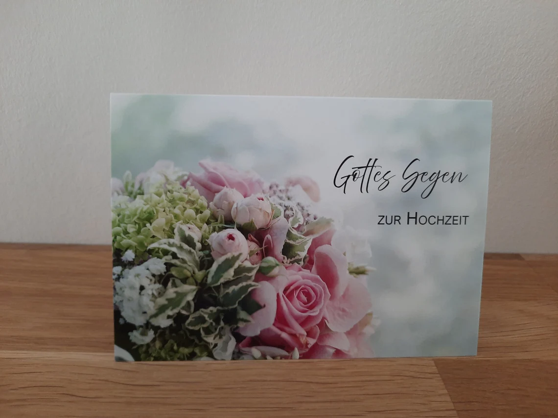 Doppelkarte - Gottes Segen zur Hochzeit, Rosenstrauß