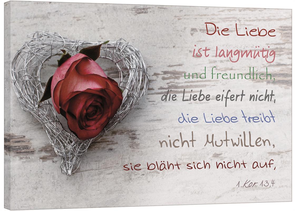 Leinwand - Silberherz mit Rose