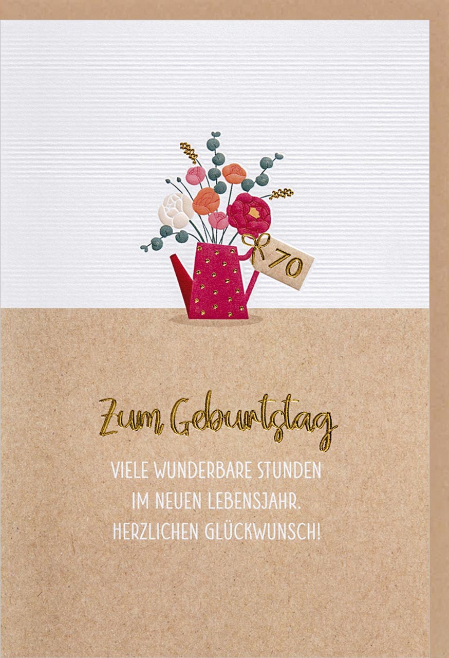 Doppelkarte - zum 70.Geburtstag, Blumenvase