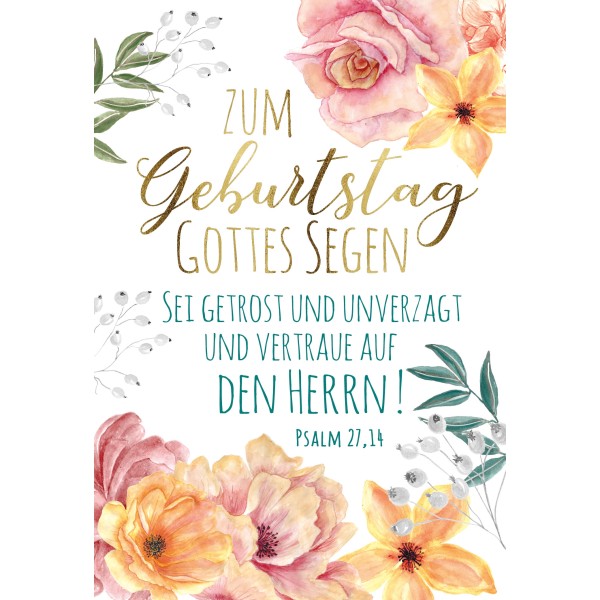 Doppelkarte - Zum Geburtstag Ps 27,14