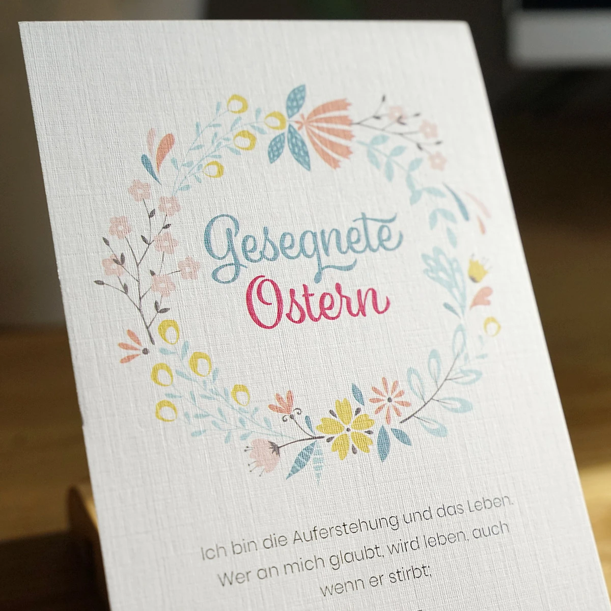 Postkarte - Gesegnete Ostern, Leinen