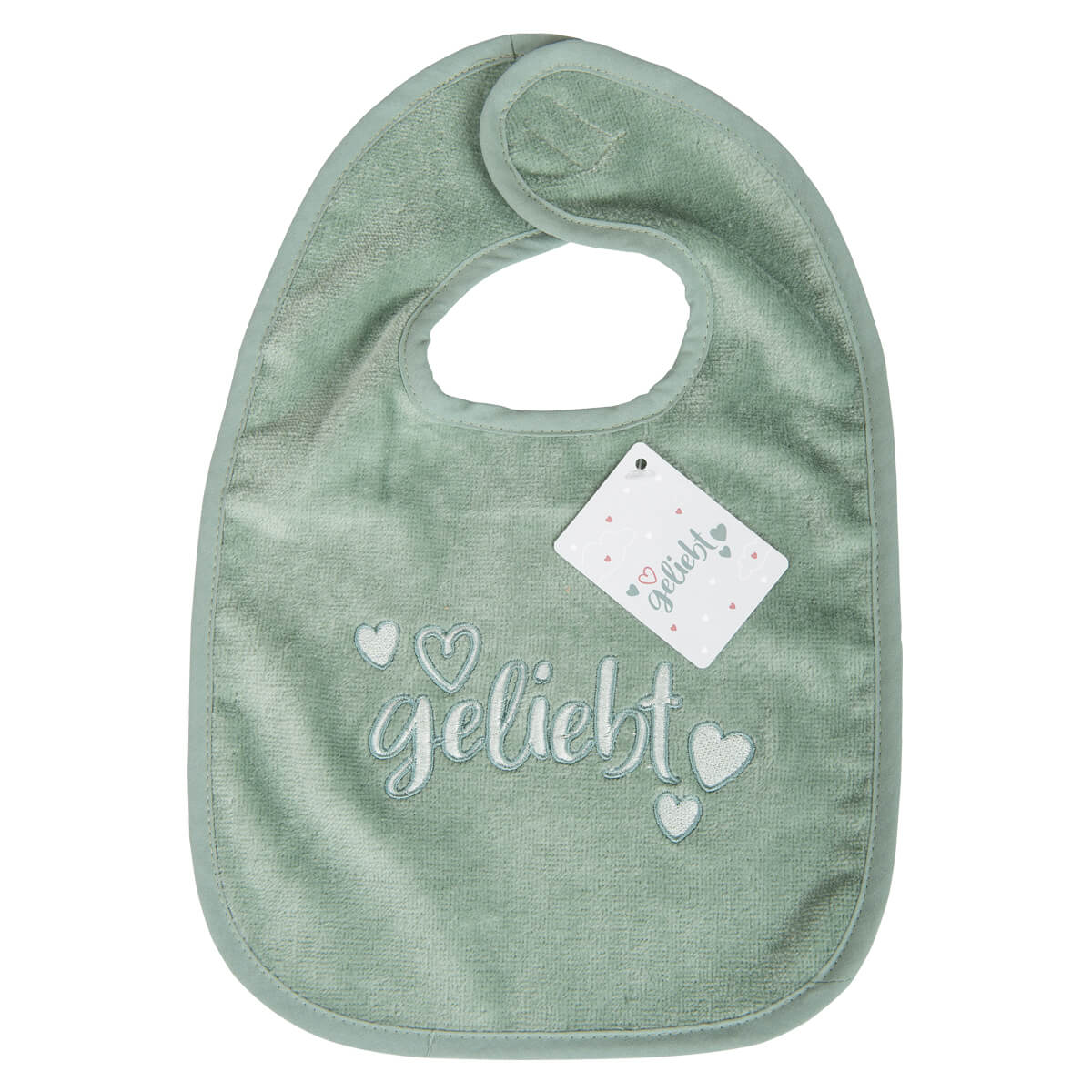 Baby-Lätzchen - geliebt, salbei 