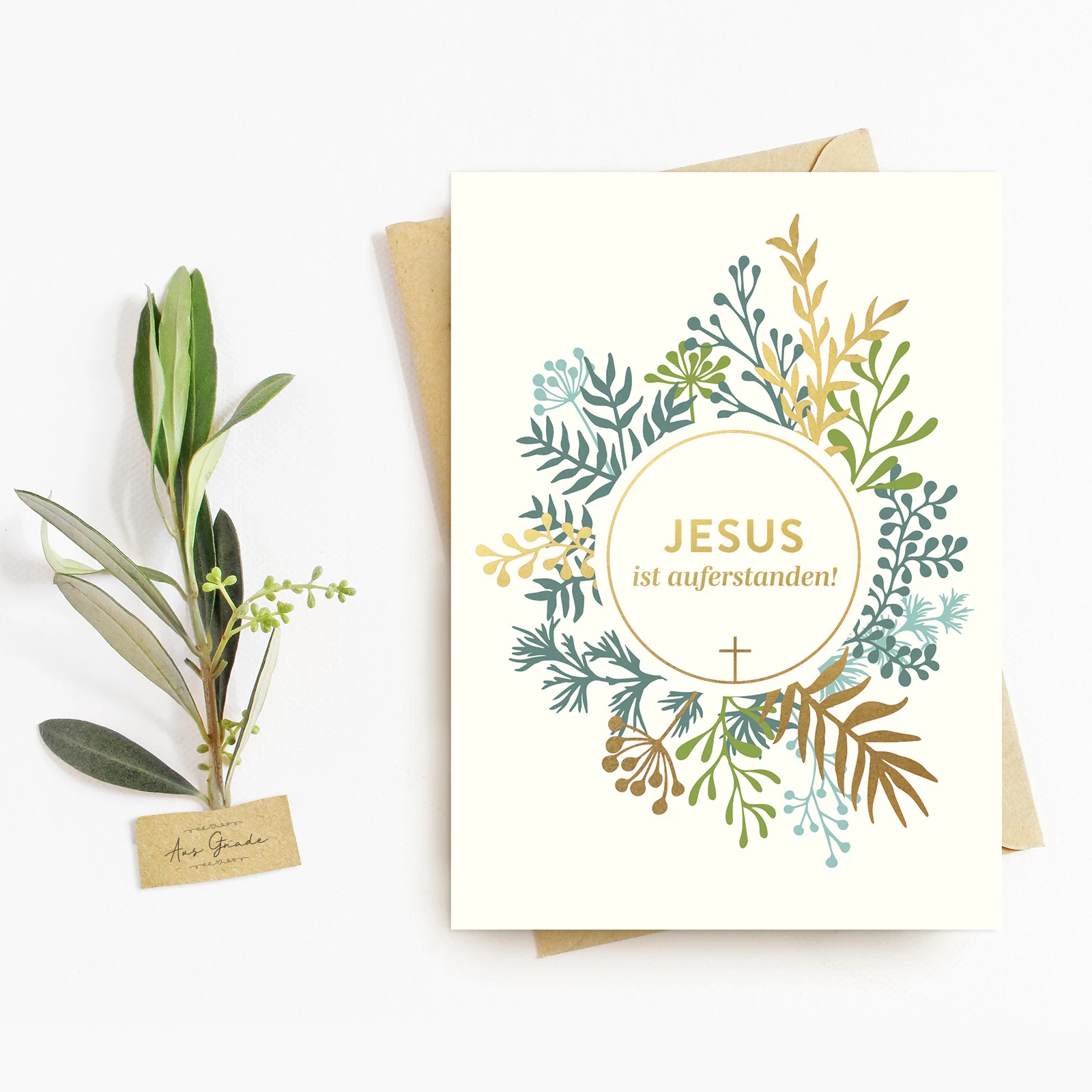 Postkarte - Jesus ist auferstanden, Gold