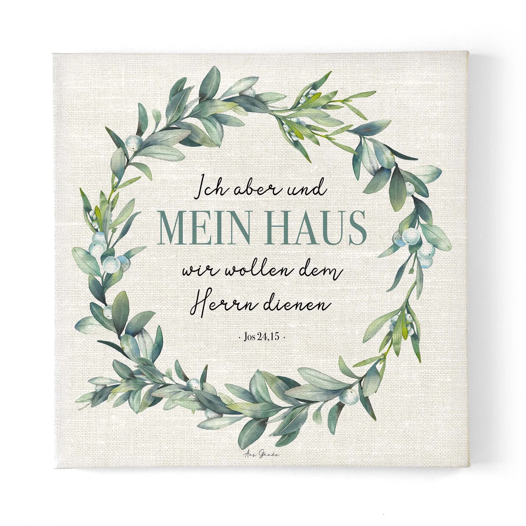 Leinwandbild "Mein Haus" · Bibelvers Deutsch · 30x30