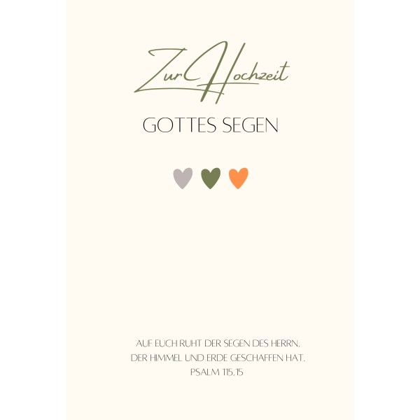 Doppelkarte - Zur Hochzeit, 3 Herzchen Doppelkarte - Zur Hochzeit, 3 Herzchen