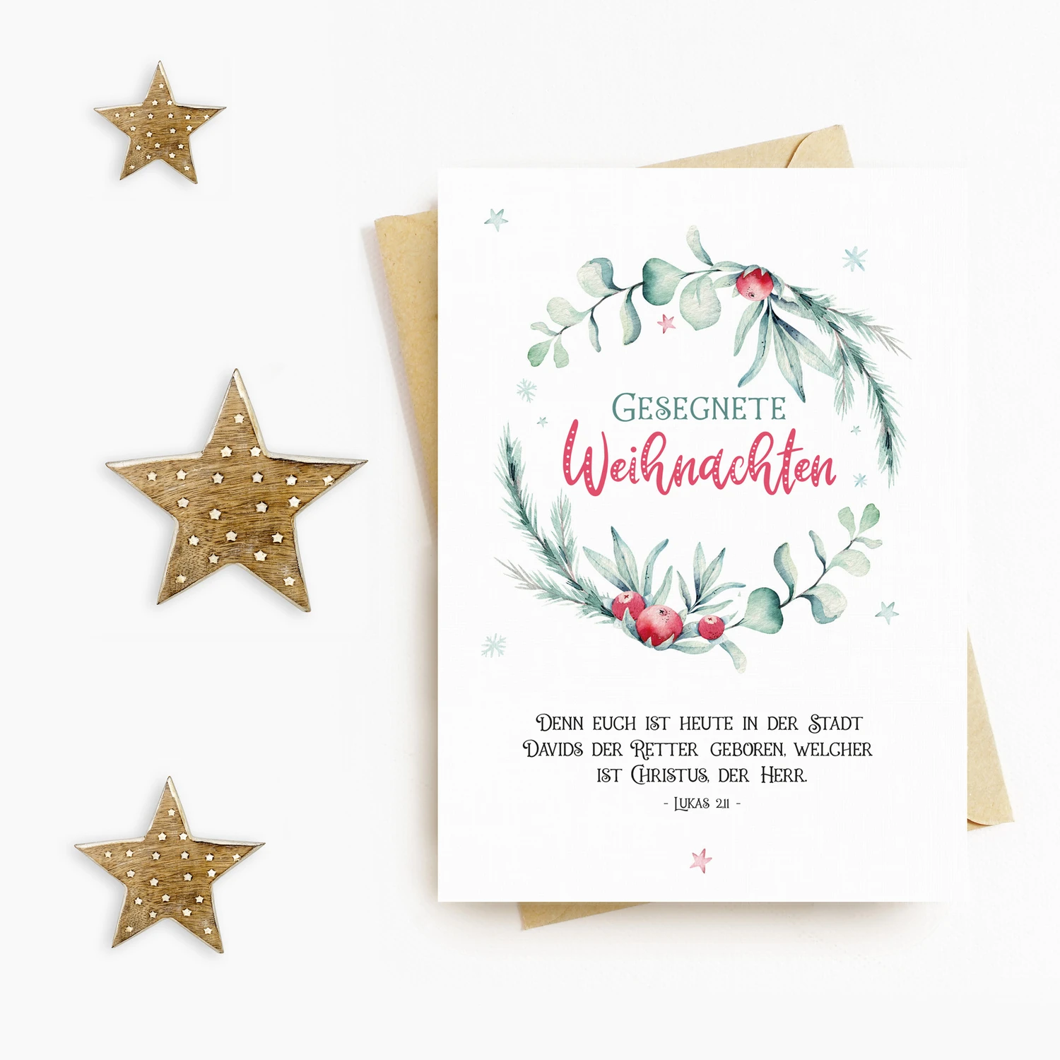 Postkarte - Gesegnete Weihnachten mit Umschlag