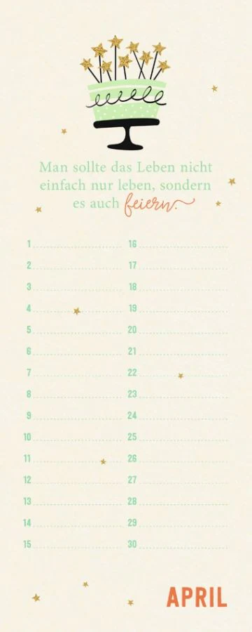 Geburtstagskalender - Immerwährender Kalender