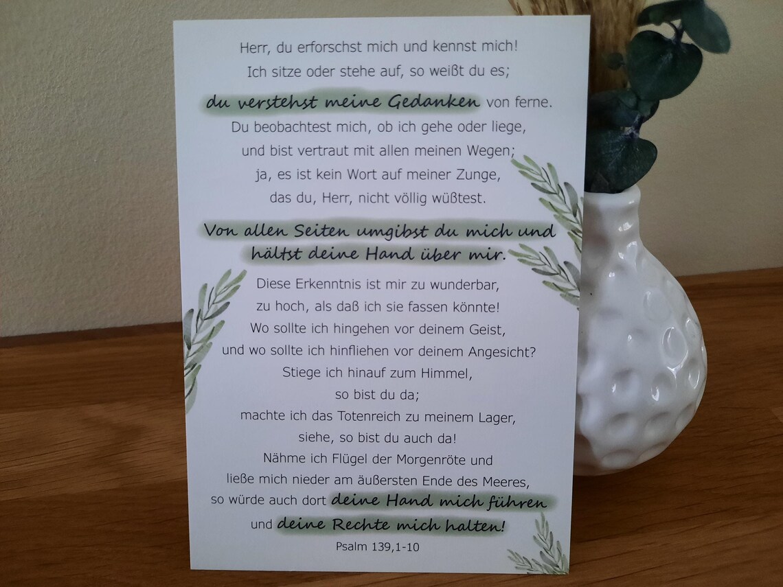 Postkarte - Psalm139,1-10