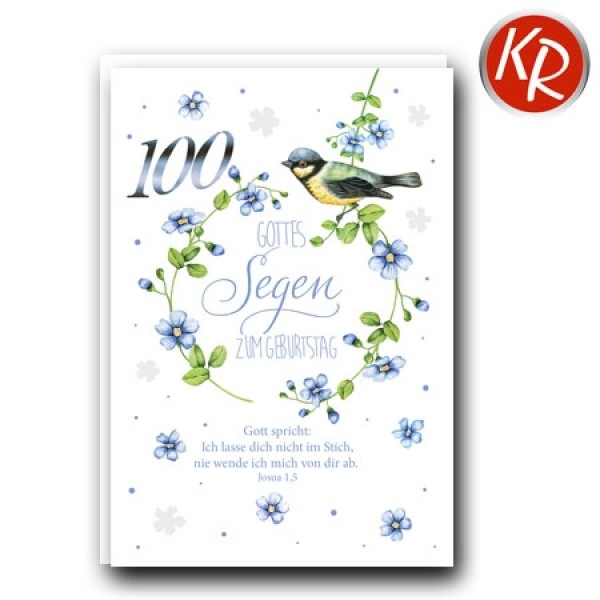 Doppelkarte - 100 Gottes Segen zum Geburtstag Jos 1,5