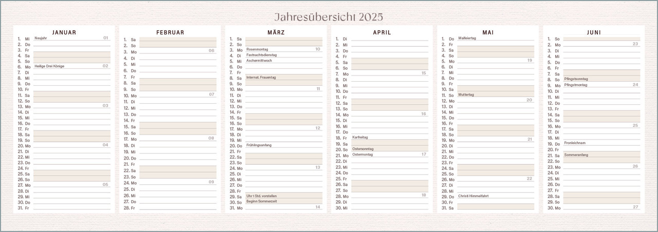 Wochenplaner 2025 - Täglich vertrauen