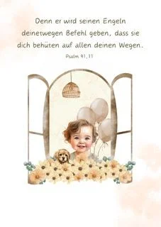 Postkarte - Mädchen, Ps. 91,11