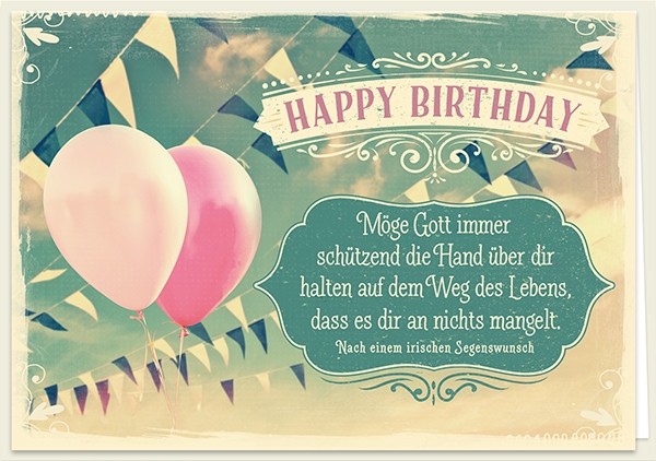 Doppelkarte - Happy Birthday - Möge Gott