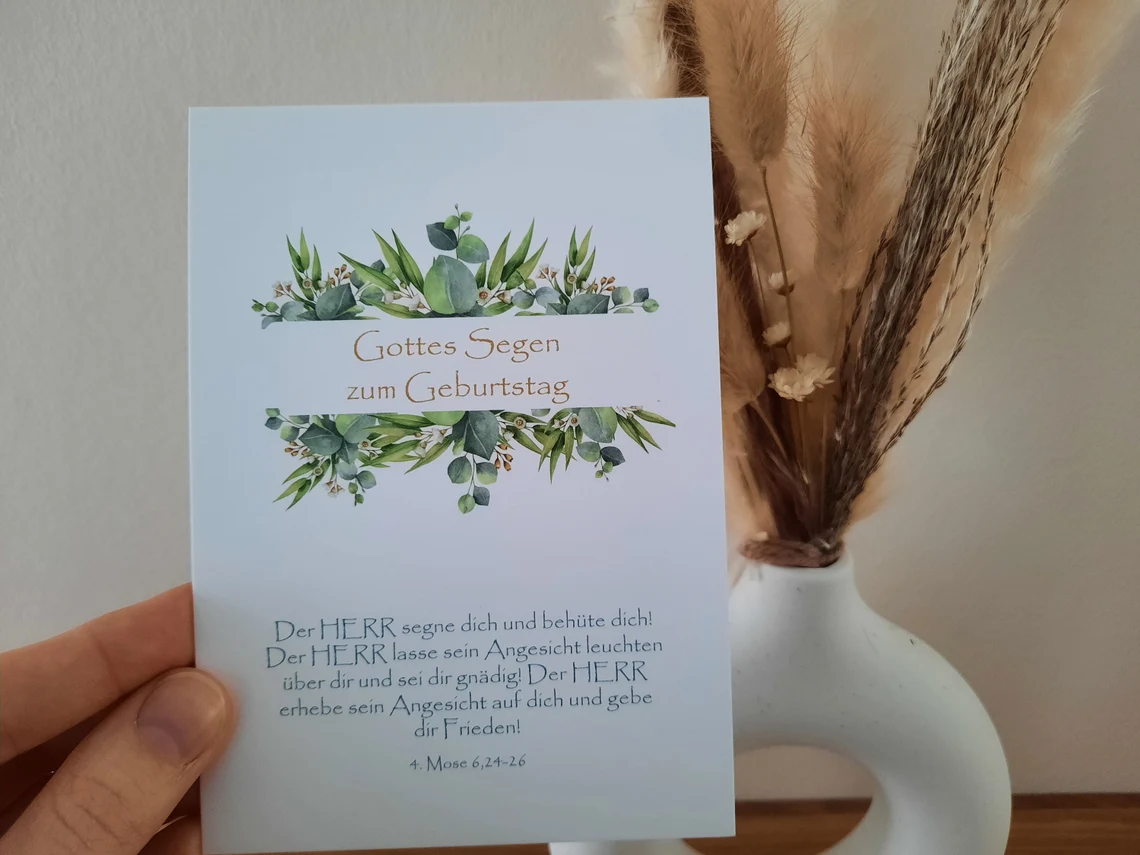Postkarte - Gottes Segen zum Geburtstag, 4.Mose 26,24-26