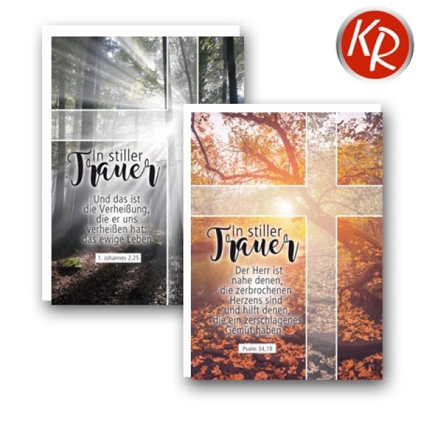 Doppelkarte - Trauer Psalm 34,19 oder 1.Joh. 2,25