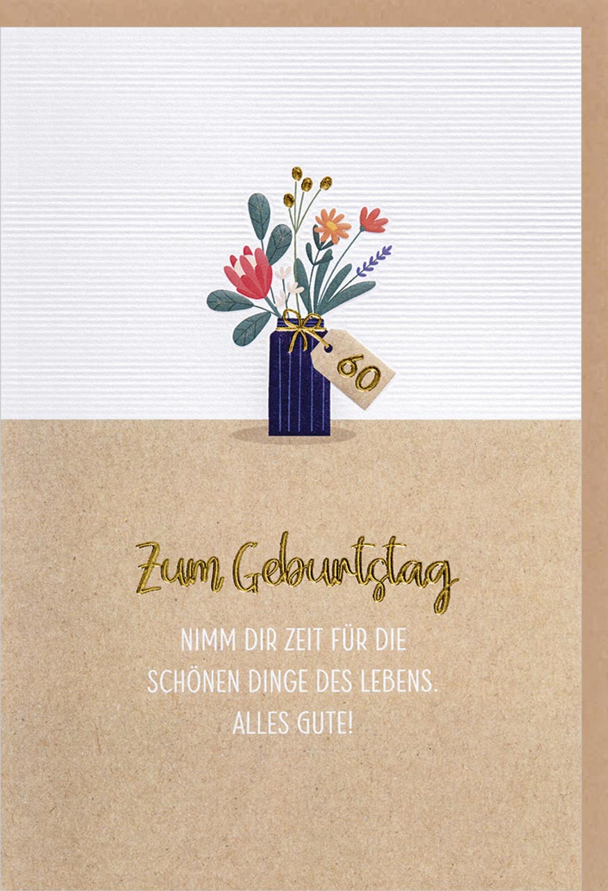 Doppelkarte - zum 60.Geburtstag, Blumenvase