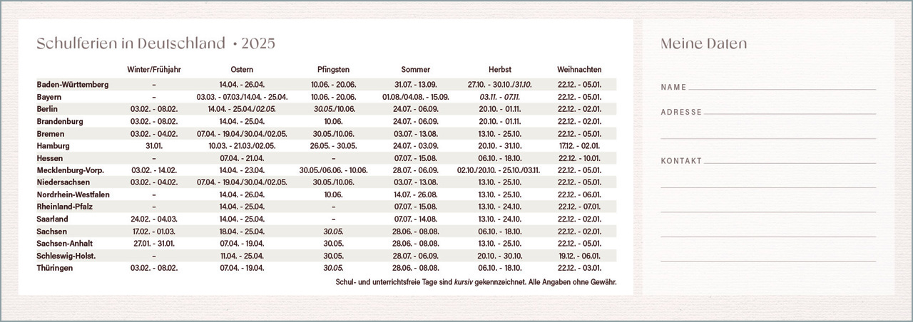 Wochenplaner 2025 - Täglich vertrauen