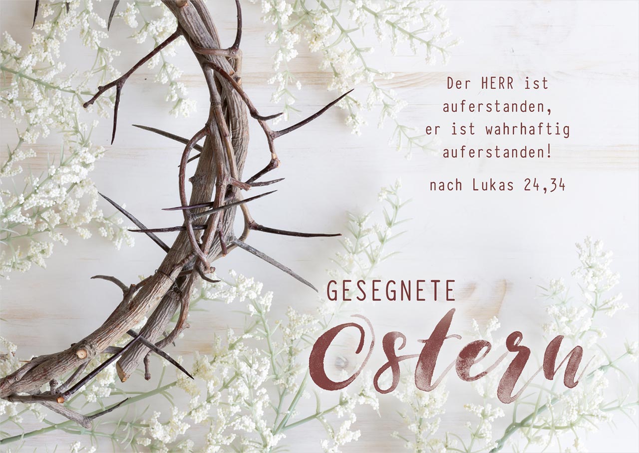 Postkarte - Dornenkrone - Gesegnete Ostern Luk.24,34